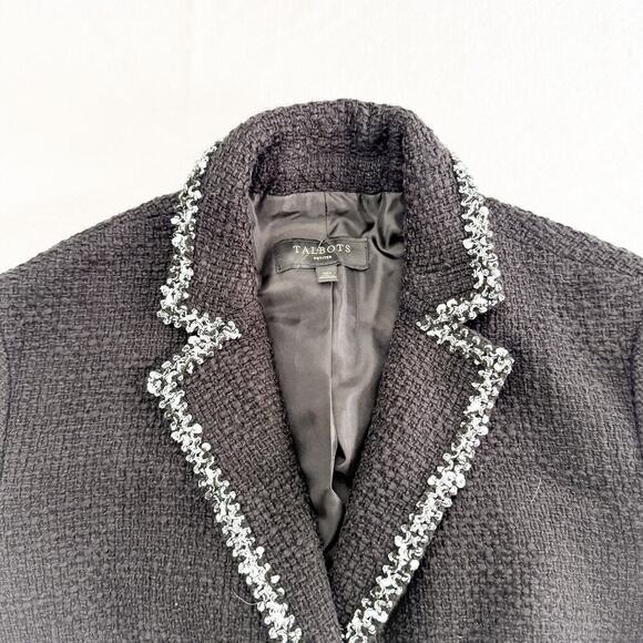Talbots Blazer Contrast White Piping Jacket Size 10 Petite - Picture 2 of 6